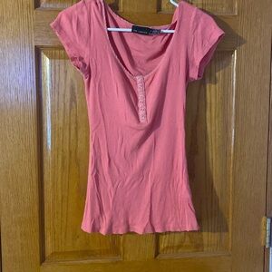 Pink skim shirt Button middle
